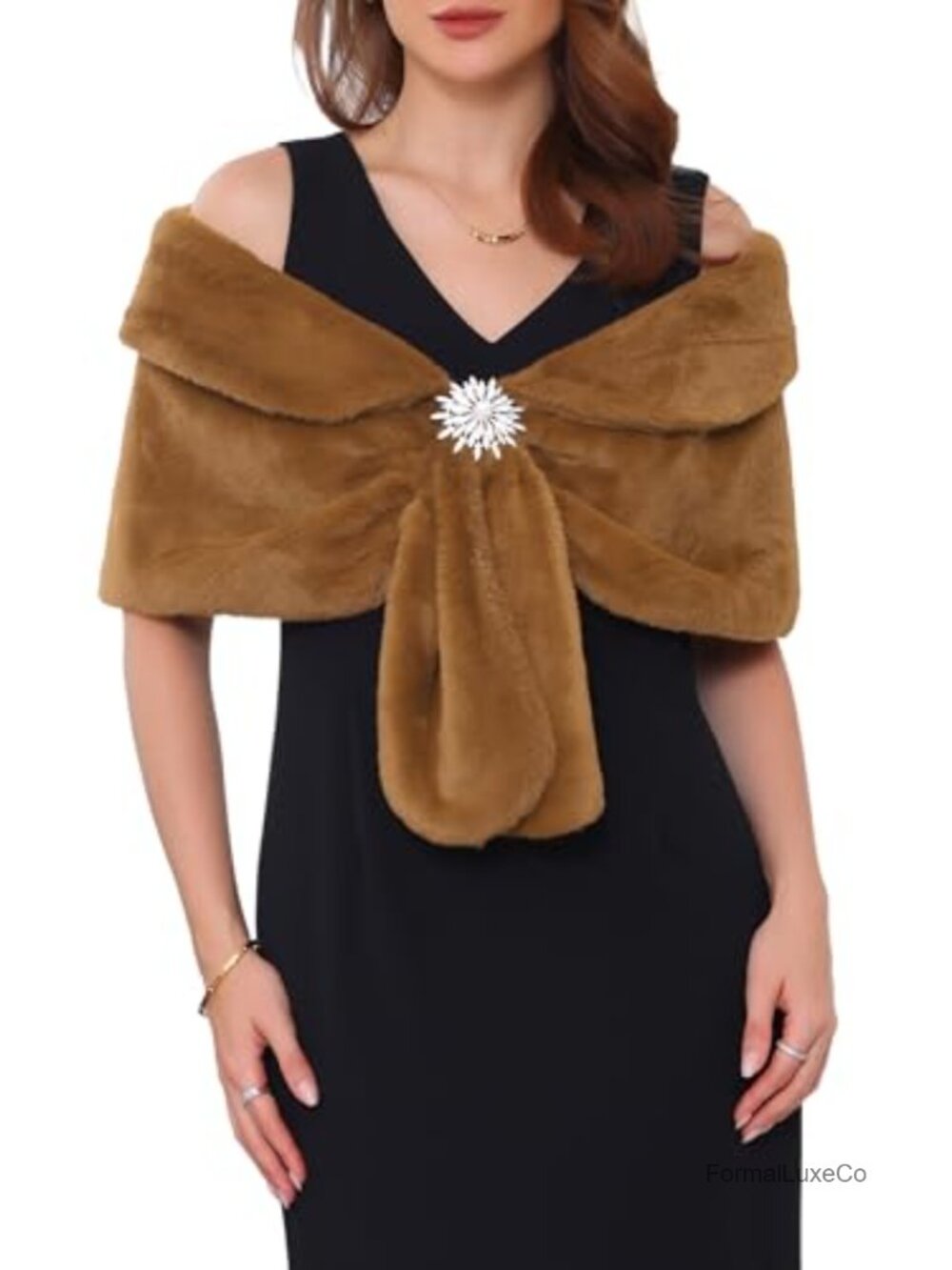 Faux Fur Shawl Cocktail Wrap Cape Bridal Wedding Bolero
